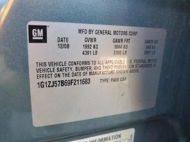 1G1ZJ57B69F211683 - 2009 CHEVROLET MALIBU 2LT მწვანე ფოტო 12