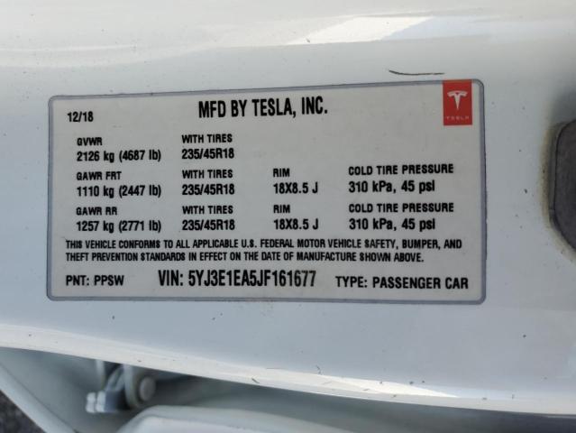 5YJ3E1EA5JF161677 - 2018 TESLA MODEL 3 Ağ foto 13