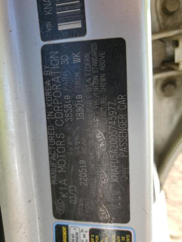 KNAFU5A20D5745977 - 2013 KIA FORTE EX Gümüş foto 14
