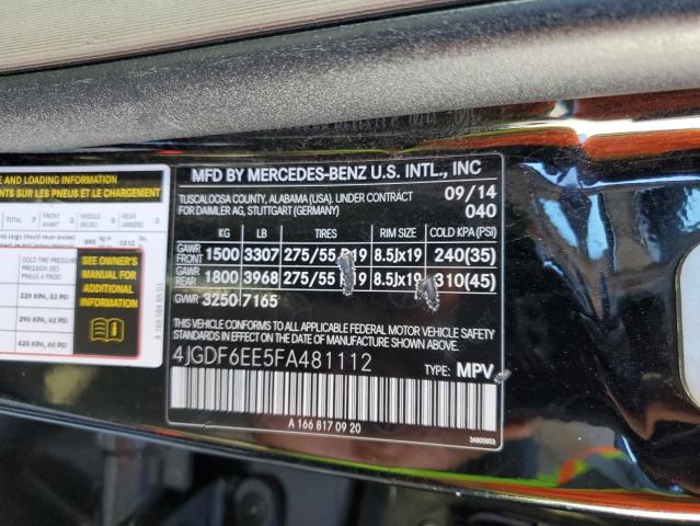 4JGDF6EE5FA481112 - 2015 MERCEDES-BENZ GL 450 4MATIC BLACK photo 13