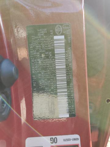 2T1BURHE2JC995342 - 2018 TOYOTA COROLLA L წითელი ფოტო 12