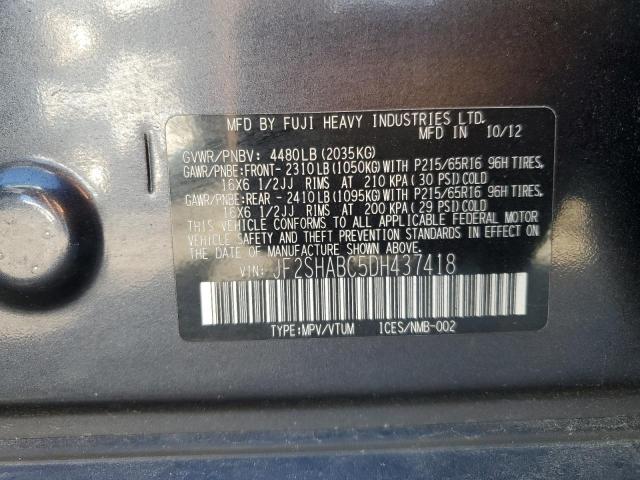 JF2SHABC5DH437418 - 2013 SUBARU FORESTER 2.5X Grau Foto 12