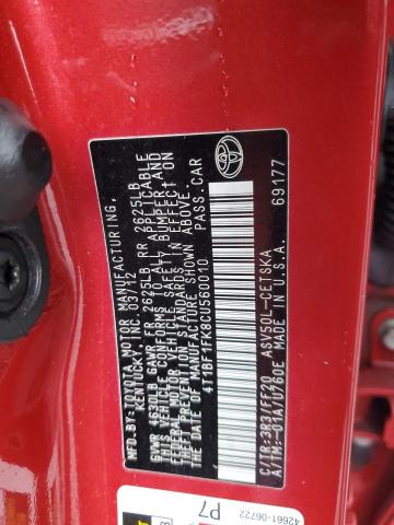 4T1BF1FK8CU560010 - 2012 TOYOTA CAMRY BASE RED photo 12