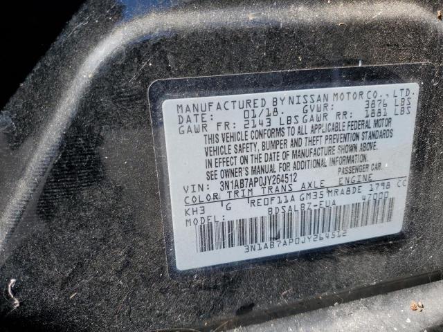 3N1AB7AP0JY264512 - 2018 NISSAN SENTRA S შავი ფოტო 12