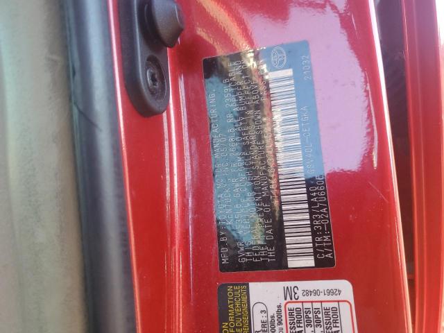 4T1BK46K37U045242 - 2007 TOYOTA CAMRY LE RED photo 12