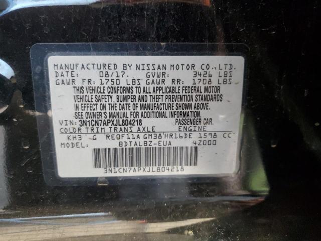 3N1CN7APXJL804218 - 2018 NISSAN VERSA S BLACK photo 13