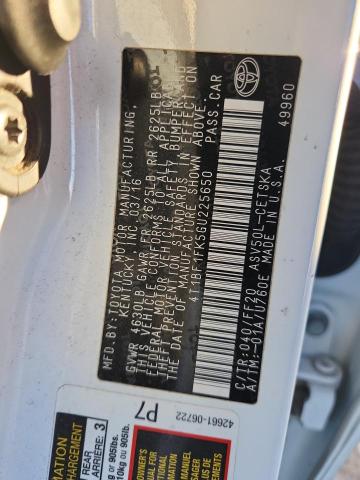 4T1BF1FK5GU225650 - 2016 TOYOTA CAMRY LE WHITE photo 12