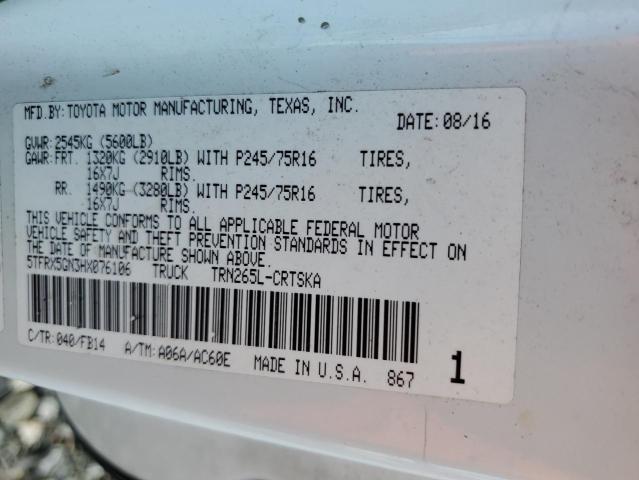 5TFRX5GN3HX076106 - 2017 TOYOTA TACOMA ACCESS CAB Beyaz fotoğraf 12