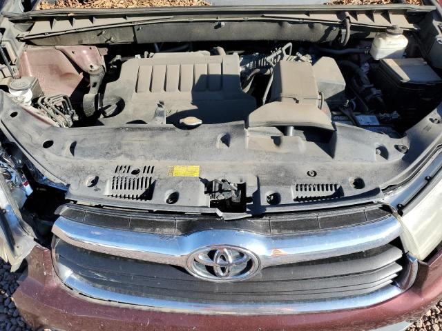 5TDJKRFH8ES004639 - 2014 TOYOTA HIGHLANDER XLE MAROON photo 12