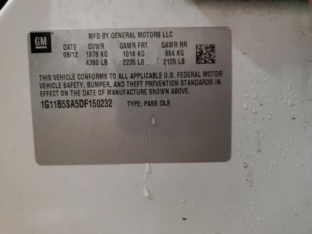 1G11B5SA5DF150232 - 2013 CHEVROLET MALIBU LS თეთრი ფოტო 12