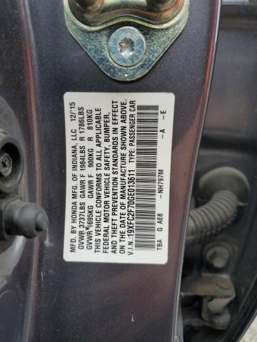 19XFC2F70GE013611 - 2016 HONDA CIVIC EX GRAY photo 12