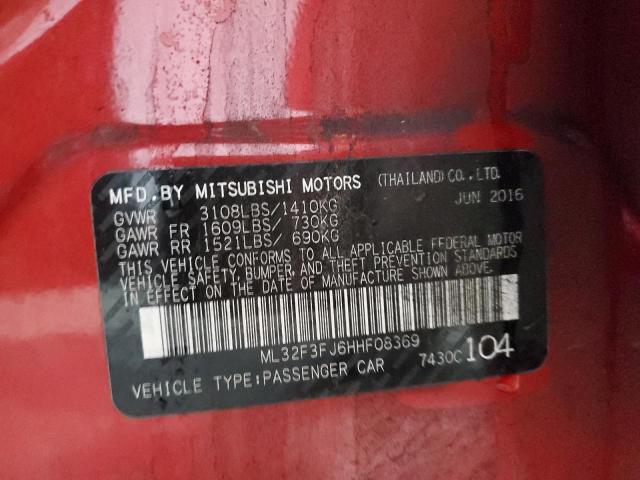 ML32F3FJ6HHF08369 - 2017 MITSUBISHI MIRAGE G4 ES RED photo 12