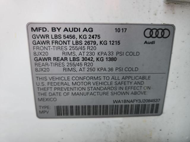 WA1BNAFY3J2084537 - 2018 AUDI Q5 PREMIUM PLUS WHITE photo 13