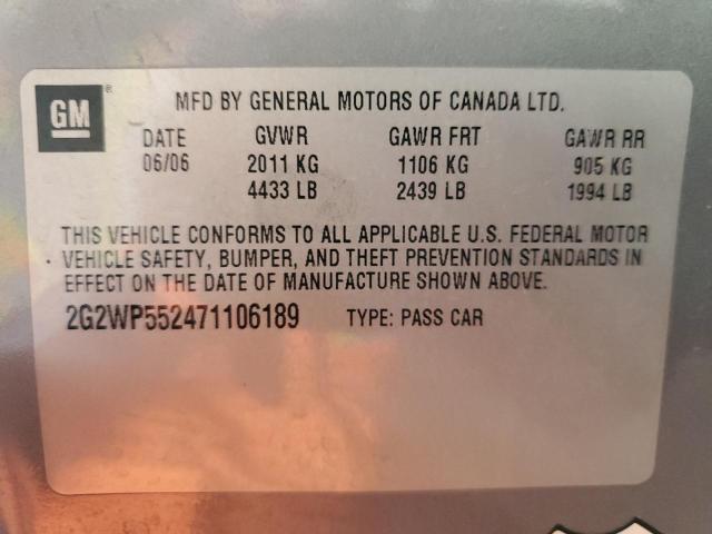 2G2WP552471106189 - 2007 PONTIAC GRAND PRIX GRAY photo 12