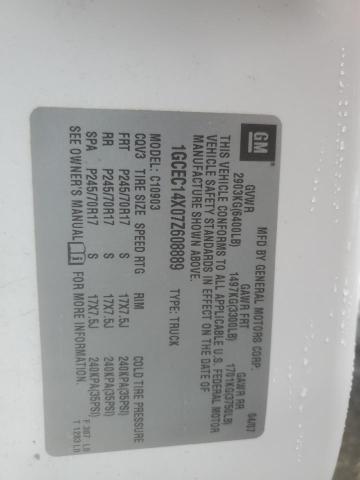 1GCEC14X07Z608889 - 2007 CHEVROLET SILVERADO C1500 CLASSIC WHITE photo 12