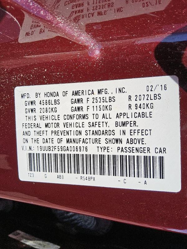 19UUB2F59GA006976 - 2016 ACURA TLX TECH BURGUNDY photo 12