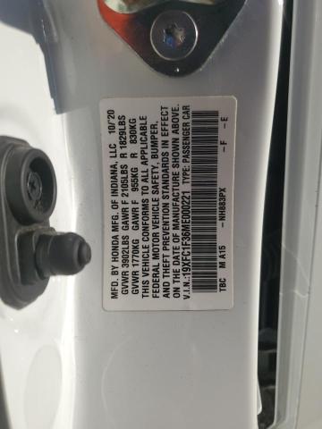 19XFC1F36ME000221 - 2021 HONDA CIVIC EX WHITE photo 13