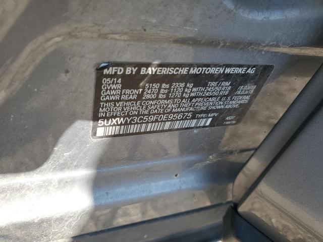 5UXWY3C59F0E95675 - 2015 BMW X3 XDRIVE28D GRAY photo 13