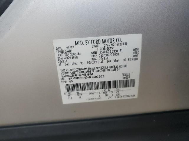 1FM5K8FH0HGC03903 - 2017 FORD EXPLORER LIMITED Gümüş foto 13