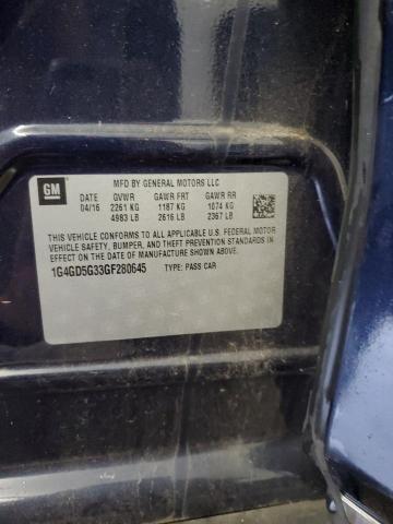 1G4GD5G33GF280645 - 2016 BUICK LACROSSE PREMIUM 蓝色 照片 13