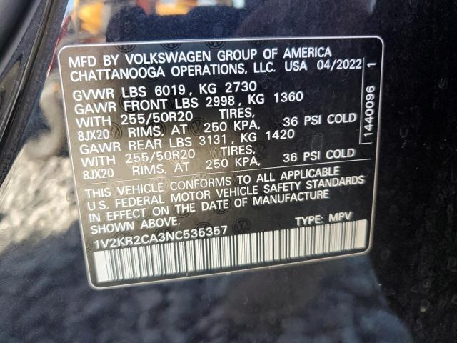 1V2KR2CA3NC535357 - 2022 VOLKSWAGEN ATLAS SE Schwarz Foto 14