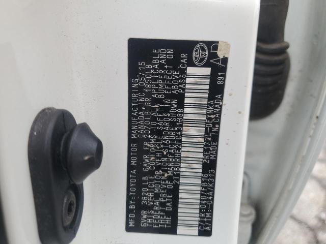 2T1BURHE2FC431388 - 2015 TOYOTA COROLLA L WHITE photo 13