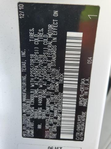 5TFRM5F13BX028202 - 2011 TOYOTA TUNDRA DOUBLE CAB SR5 WHITE photo 12