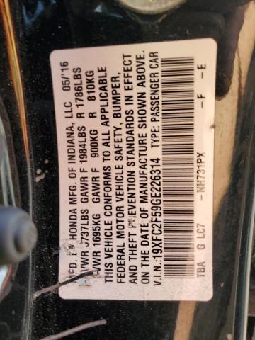 19XFC2F59GE226314 - 2016 HONDA CIVIC LX Schwarz Foto 12