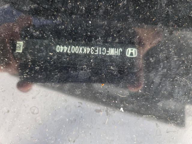 JHMFC1F34KX007440 - 2019 HONDA CIVIC EX Ақ фото 10