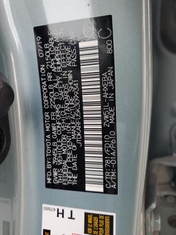 JTDKARFU5K3099341 - 2019 TOYOTA PRIUS Türkis Foto 12