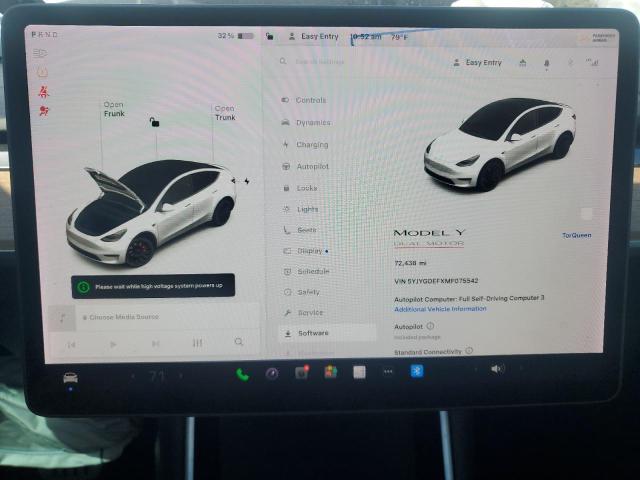 5YJYGDEFXMF075542 - 2021 TESLA MODEL Y WHITE photo 9