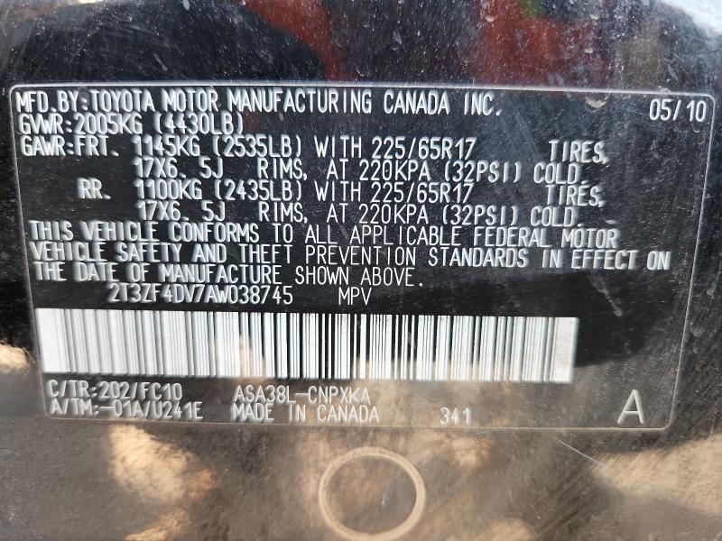 2T3ZF4DV7AW038745 - 2010 TOYOTA RAV4 黑色 照片 13