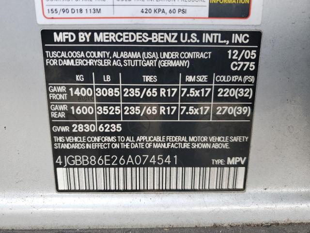 4JGBB86E26A074541 - 2006 MERCEDES-BENZ ML 350 ვერცხლისფერი ფოტო 13