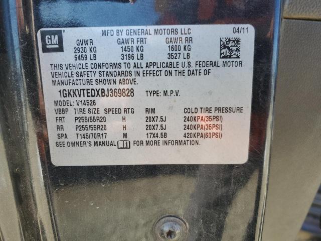 1GKKVTEDXBJ369828 - 2011 GMC ACADIA DENALI შავი ფოტო 13
