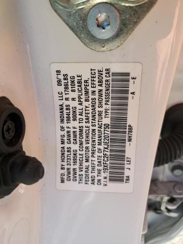 19XFC2F7XJE207750 - 2018 HONDA CIVIC EX WHITE photo 12