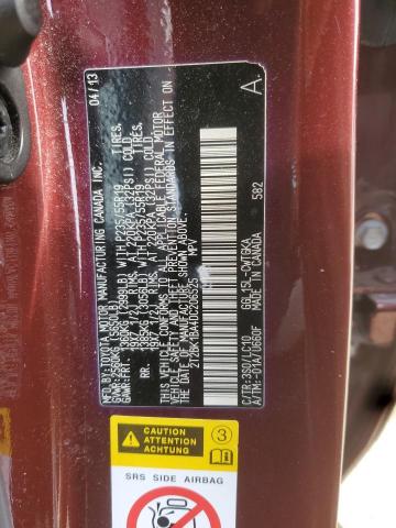 2T2BK1BA4DC206525 - 2013 LEXUS RX 350 BASE MAROON photo 12