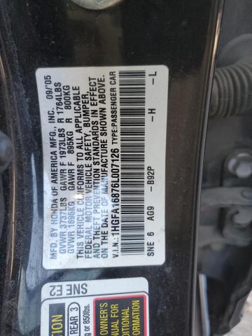 1HGFA16876L007126 - 2006 HONDA CIVIC EX BLACK photo 12