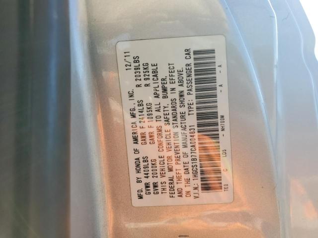 1HGCS1B77CA004831 - 2012 HONDA ACCORD EX SILVER photo 13