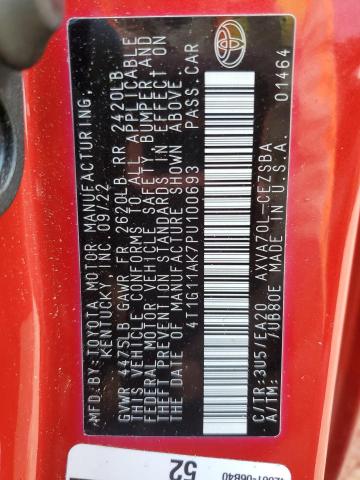 4T1G11AK7PU100693 - 2023 TOYOTA CAMRY SE NIGHT SHADE RED photo 13