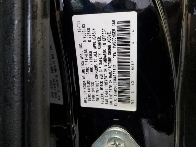 1HGCS1B8XCA003312 - 2012 HONDA ACCORD EXL 黑色 照片 13