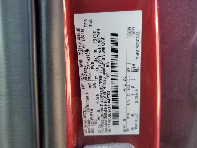 1FMCU9J9XFUA42708 - 2015 FORD ESCAPE TITANIUM RED photo 13