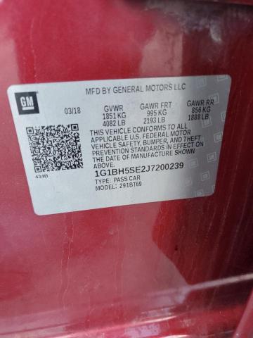 1G1BH5SE2J7200239 - 2018 CHEVROLET CRUZE LT ბურგუნდია ფოტო 12