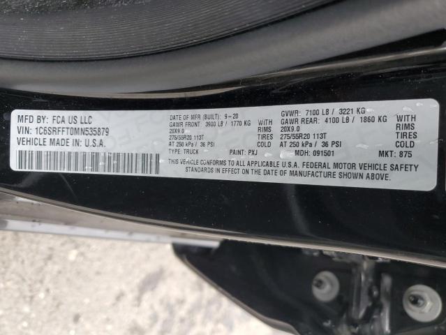1C6SRFFT0MN535879 - 2021 RAM 1500 BIG HORN/LONE STAR BLACK photo 12