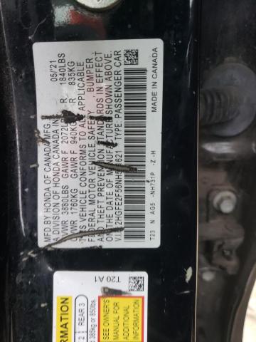 2HGFE2F56NH501621 - 2022 HONDA CIVIC SPORT შავი ფოტო 12