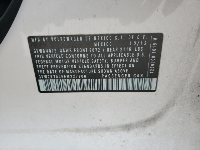 3VW2K7AJ5EM227706 - 2014 VOLKSWAGEN JETTA BASE WHITE photo 12