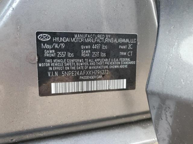 5NPE24AFXKH796272 - 2019 HYUNDAI SONATA SE GRAY photo 13