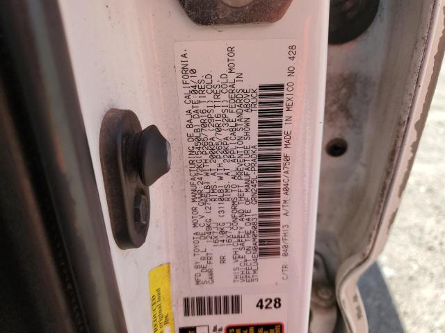 3TMLU4EN0AM050831 - 2010 TOYOTA TACOMA DOUBLE CAB WHITE photo 12