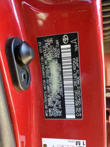 JTDBU4EEXA9118837 - 2010 TOYOTA COROLLA BASE BURGUNDY photo 12