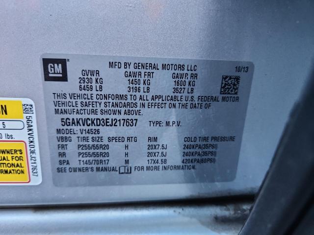 5GAKVCKD3EJ217637 - 2014 BUICK ENCLAVE SILVER photo 13