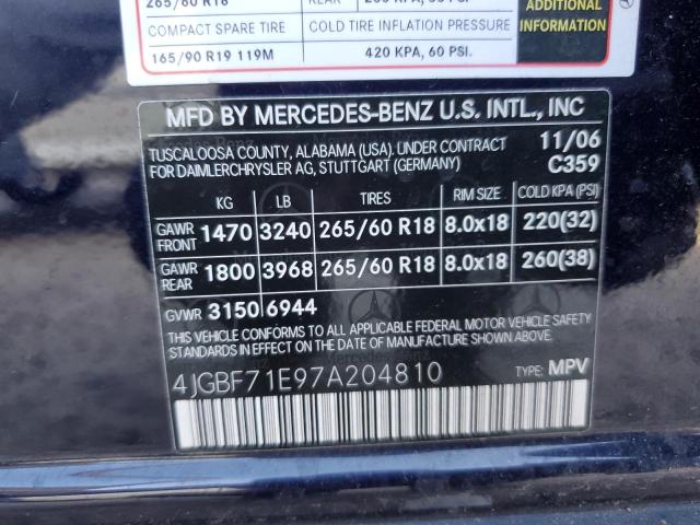 4JGBF71E97A204810 - 2007 MERCEDES-BENZ GL 450 4MATIC BLUE photo 13